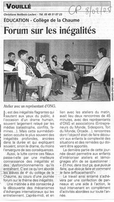 Forum en 4e sur les inégalités-2 (C.P.08-02-2005)